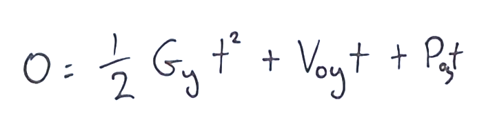 0 = 0.5 * Gt² + Vt + P