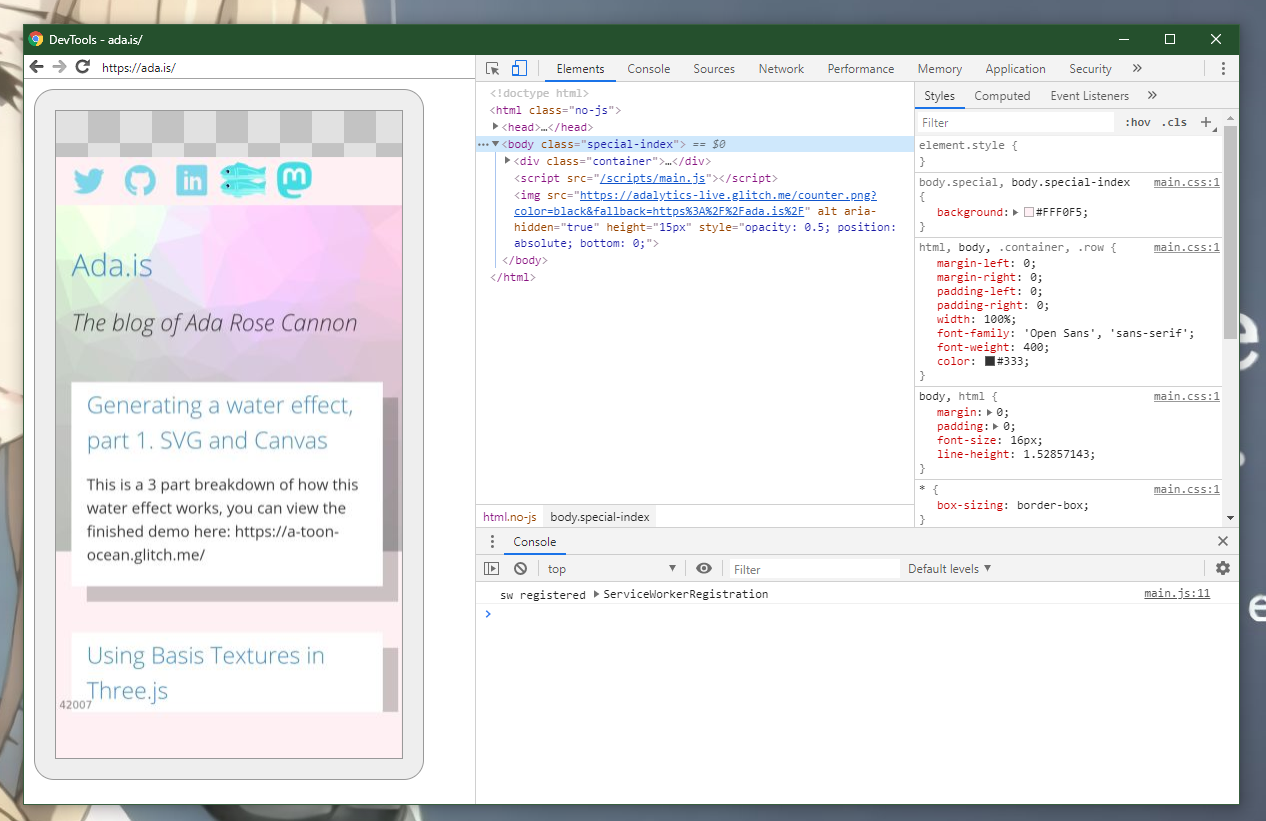 DevTools running on a mobile phone.