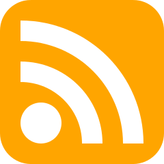 The RSS icon, a white disc with two circle sections on an orange background.
