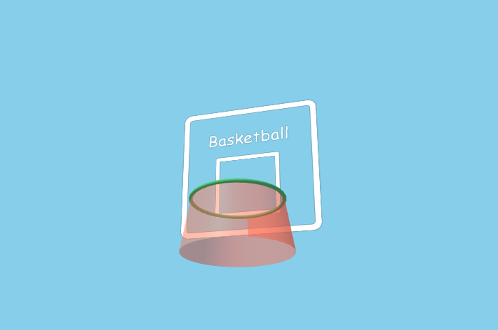 The basketball hoop created by the code earlier